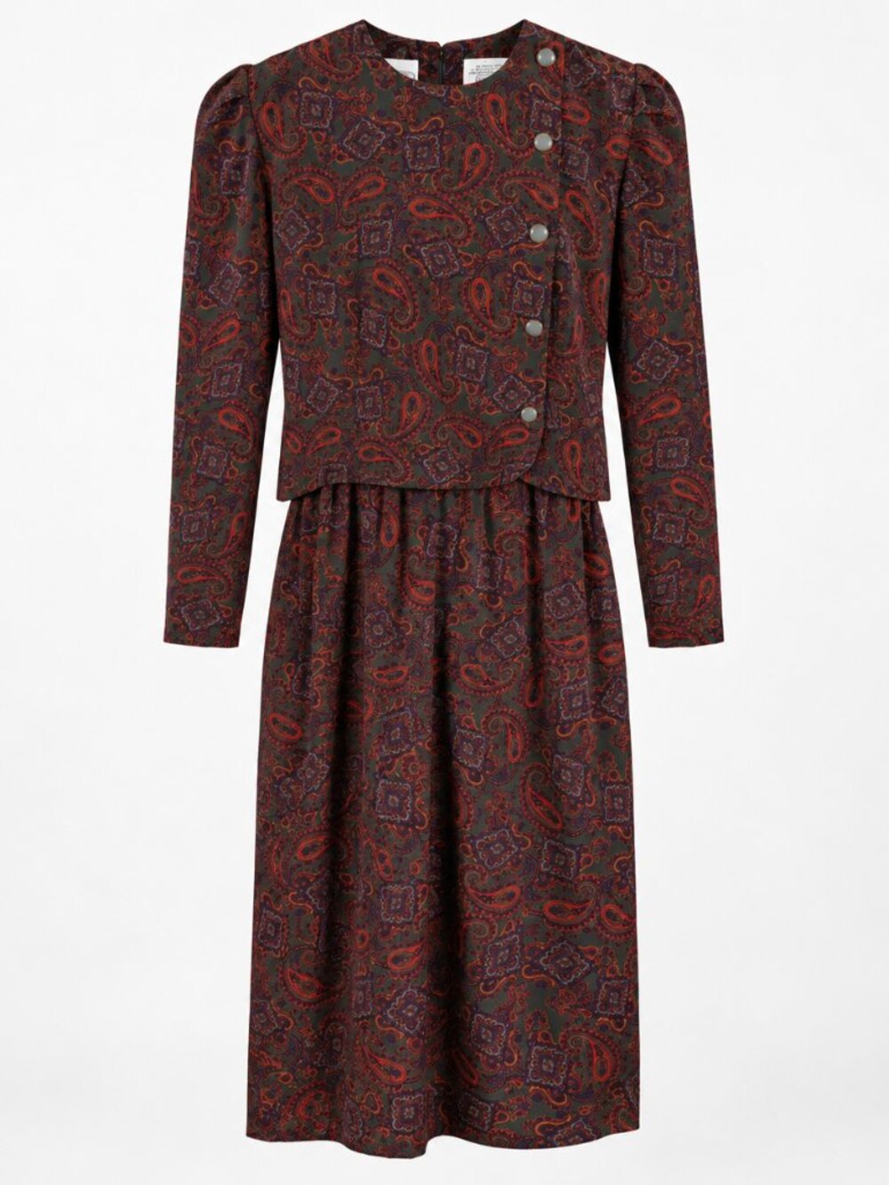 Vintage Liz Roberts Paisley Dress Dark Academia Heritage Autumn Tones